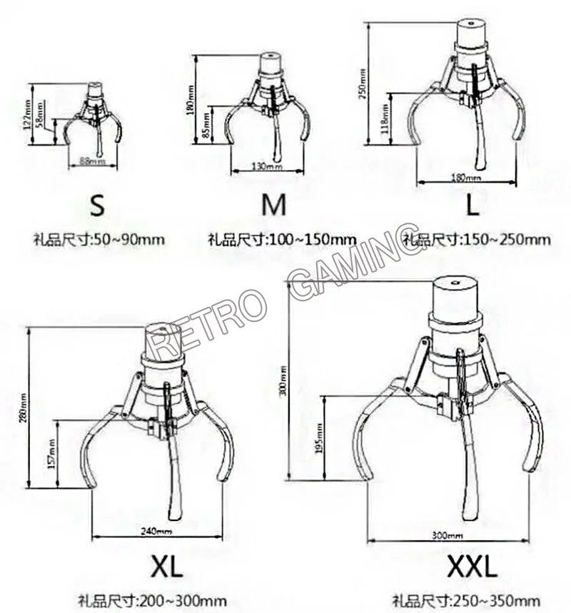 S / M / L / XL / XXL Crane Claw for Arcade Doll Machine / Vending Machine / Gift Machine / Toy Crane Machine Accessories