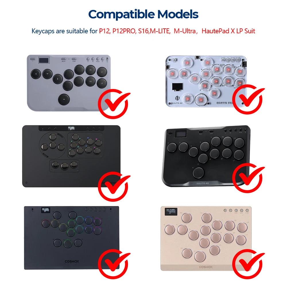 Haute42 23.5mm Hitbox Button Caps For Leverless Arcade Controller 8Pcs Cross Keycaps For Hitbox Controller LP Switches Cap