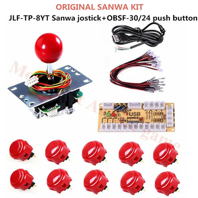 1Player Original SANWA Joystick Arcade Kit DIY With SANWA OBSF-30/24 Push Button Zero Delay Arcade Joystick To PC /Raspberry Pi