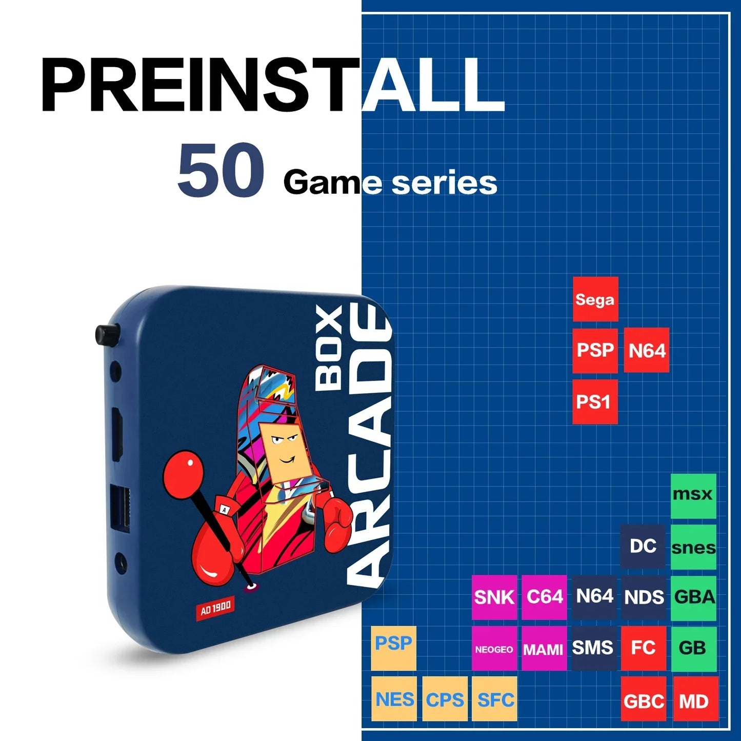 Arcade Box Game Console for PS1/DC/Naomi 64GB Classic Retro Games Super Console 4K HD video game console Projector Monitor Gifts