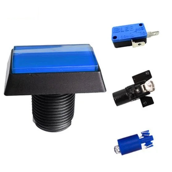 Arcade Push Buttons 5 Color Illuminated LED Light Lamp 30*50mm Rectangular Arcade Video Game Player Push Button With Microswitch