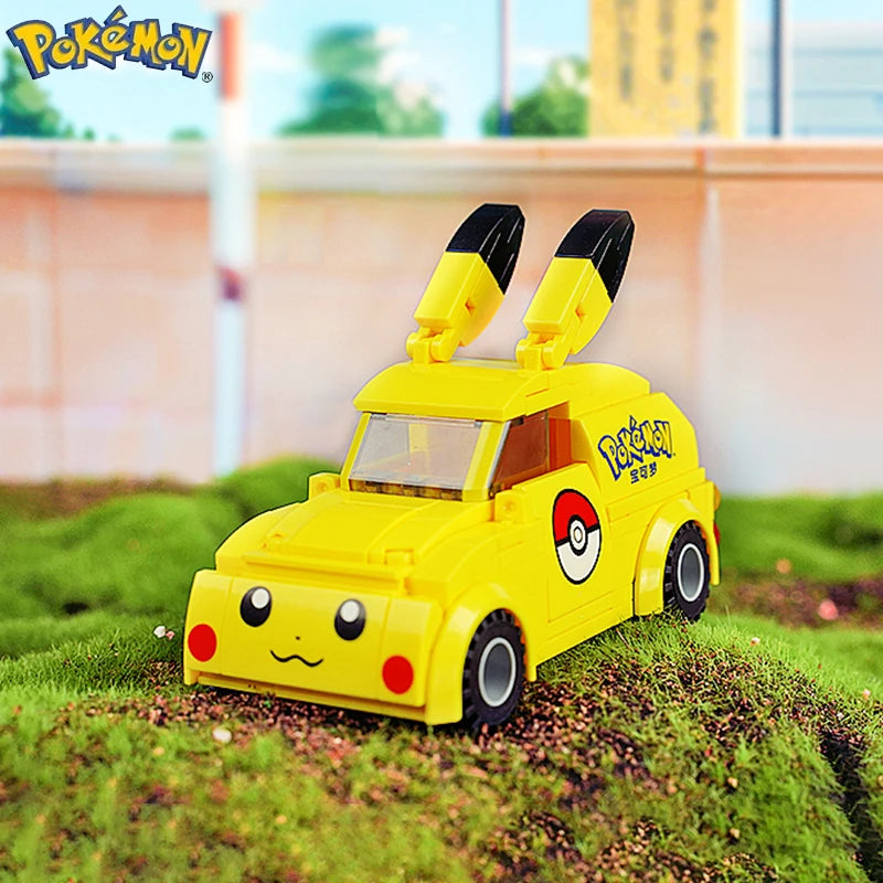 Pokemon Car Classic Anime Center House Pikachu Mewtwo Charizard Venusaur Building Blocks Bricks Sets Model DIY Toy For Gift