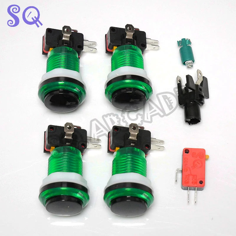 Arcade Button 5 Colors LED Light 33mm Microswitch Snap Round Reset Momentary Black Cover For Pandora Game Parts