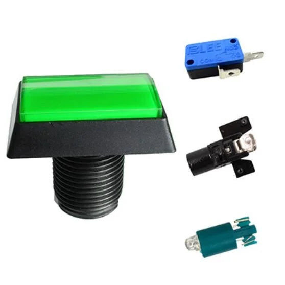 Arcade Push Buttons 5 Color Illuminated LED Light Lamp 30*50mm Rectangular Arcade Video Game Player Push Button With Microswitch
