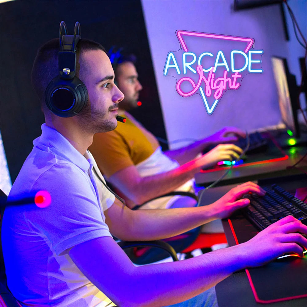 Arcade Zone Neon Led Sign Retro Game Room Decoration Home Bedroom Bar Party Gaming Club Art Wall Light Up Signs Gift For Gamer