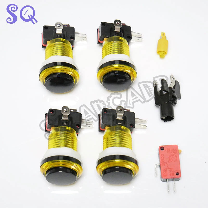 Arcade Button 5 Colors LED Light 33mm Microswitch Snap Round Reset Momentary Black Cover For Pandora Game Parts