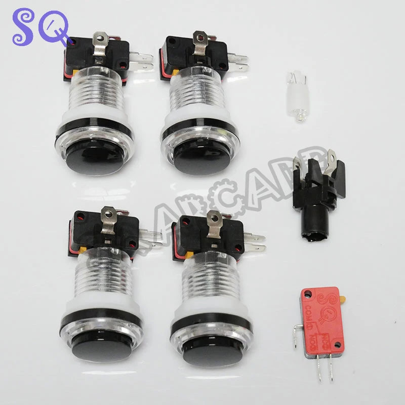 Arcade Button 5 Colors LED Light 33mm Microswitch Snap Round Reset Momentary Black Cover For Pandora Game Parts