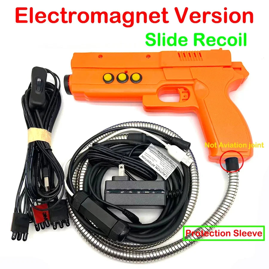 DIY Arcade Simulated Shooting Controller USB Light Gun with 4 LED Sensor Motor/Electromagnet Vibration for PC Game Time Crisis 3