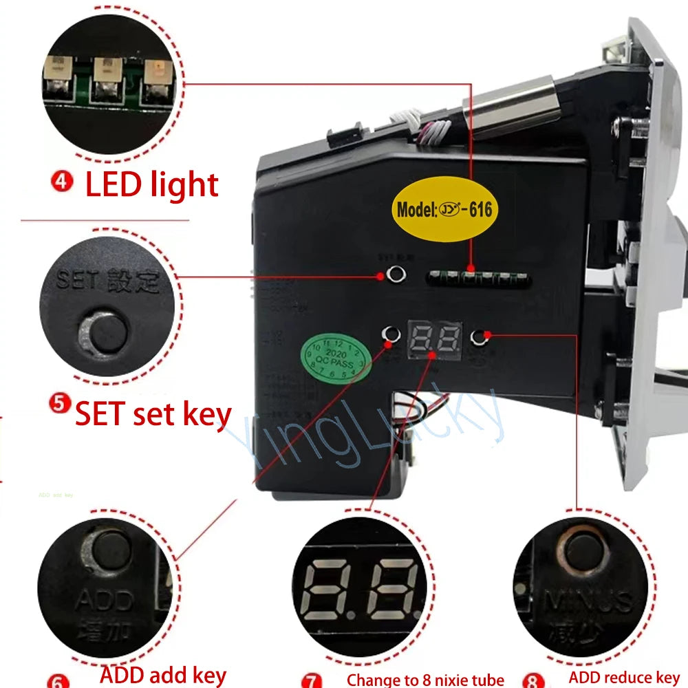 Multi-value coin acceptor Electronic Vending Machine Multi Coin Acceptor Selection Mechanism Arcade Game Ticket Roll Down 616