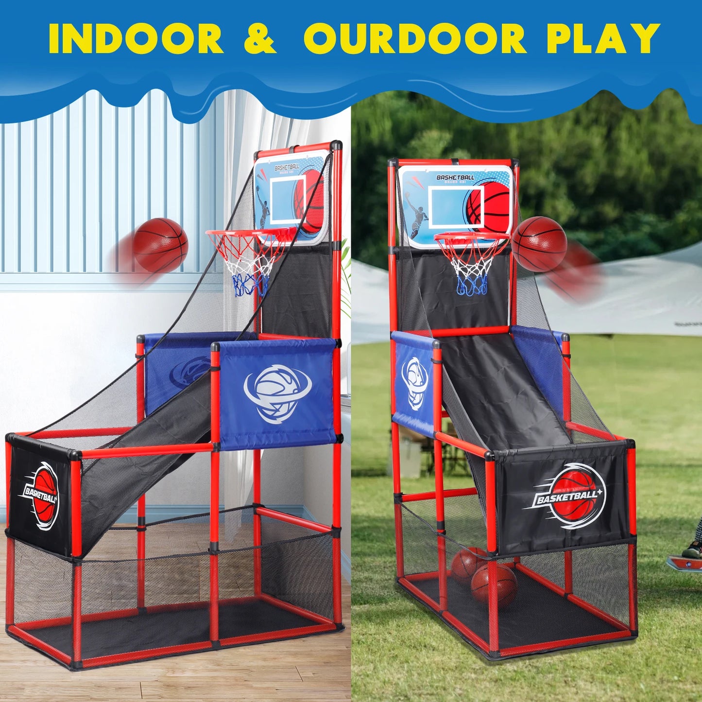 Arcade Basketball Game Set with Balls and Hoop,For Boys&Girls,Indoor Outdoor Toy,Ideal for Competition,Halloween/Christmas