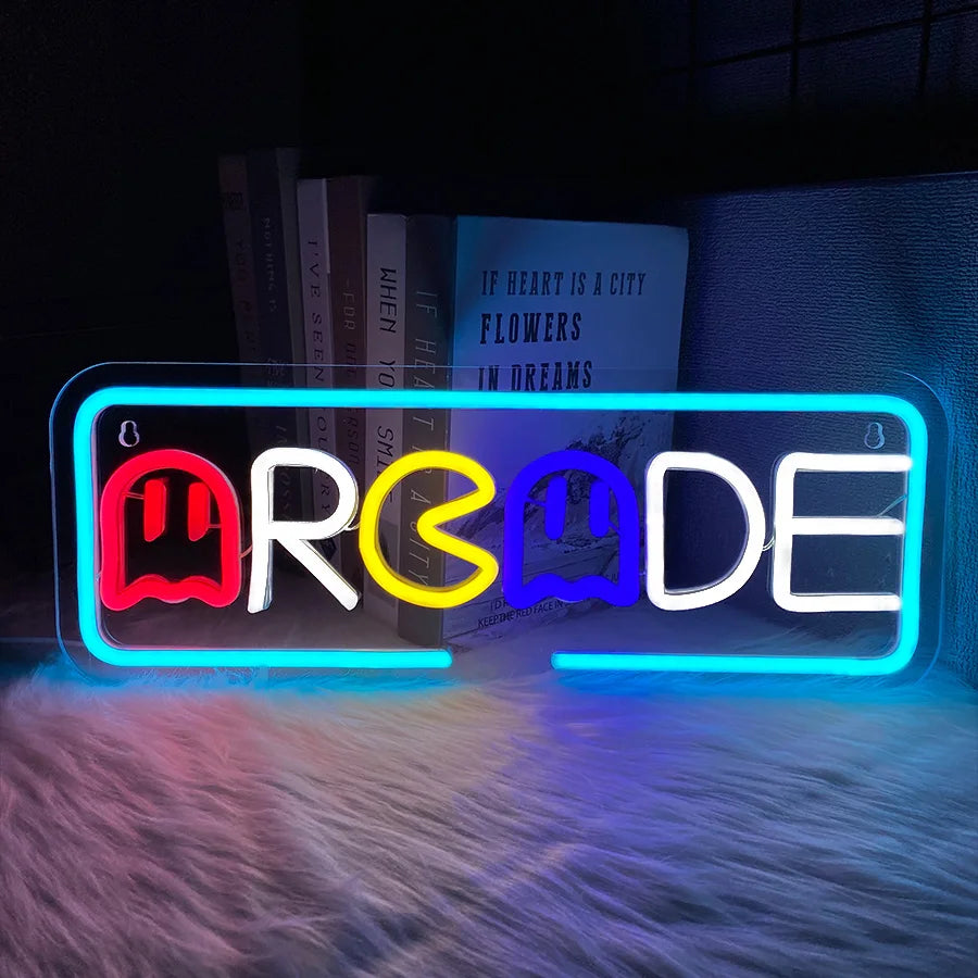 Neon Sign Of Arcade, Used For Wall Decoration, Usb Powered, Used For Artistic Decor Of Game Rooms, Clubs, Bars And Man Caves.