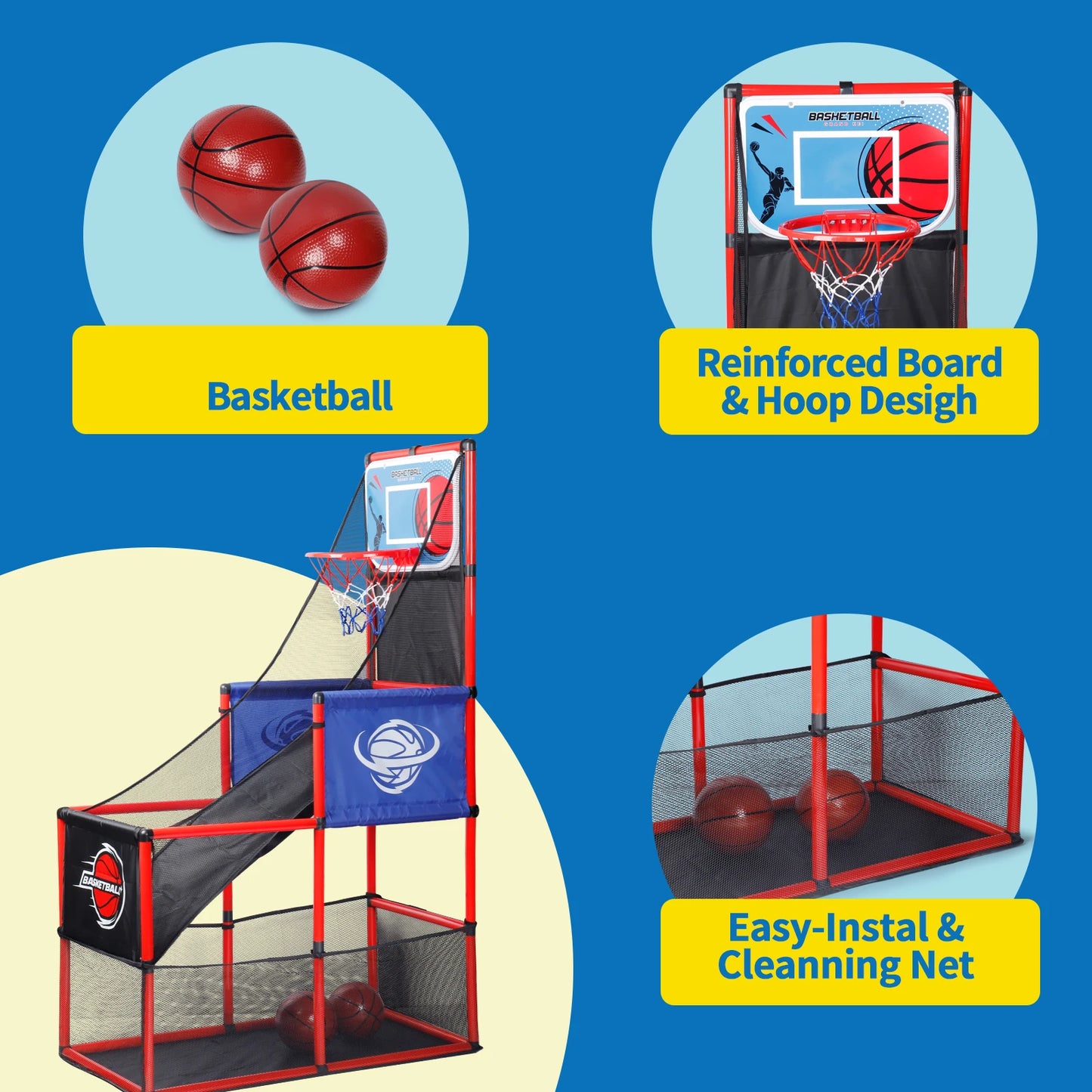 Arcade Basketball Game Set with Balls and Hoop,For Boys&Girls,Indoor Outdoor Toy,Ideal for Competition,Halloween/Christmas