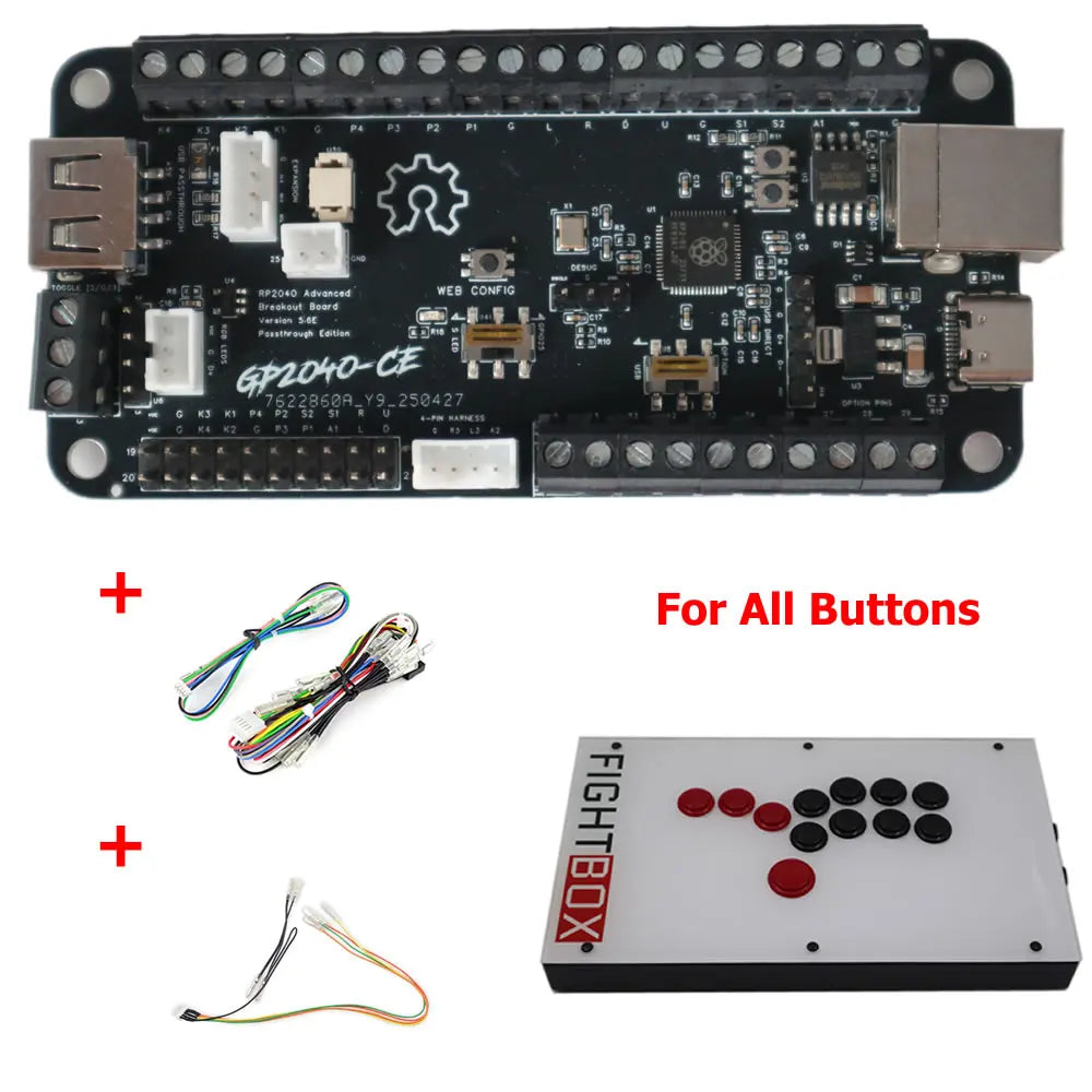 Arcade Game Controller Board Kit,RAC PICO Passthrough RP2040 Advanced Breakout Board,PC PS3 PS4 Switch SteamDeck MiSTer Android