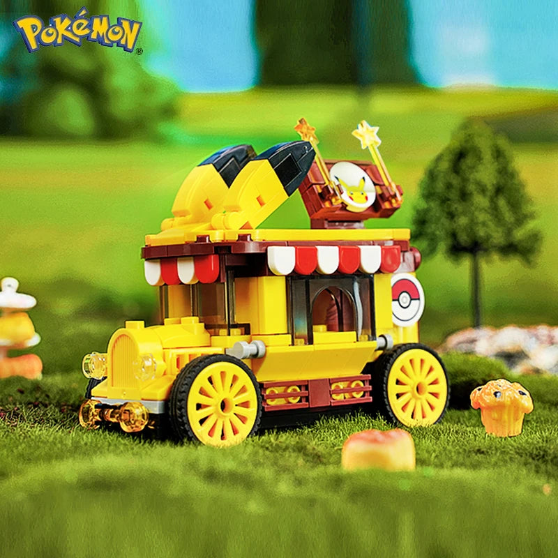 Pokemon Car Classic Anime Center House Pikachu Mewtwo Charizard Venusaur Building Blocks Bricks Sets Model DIY Toy For Gift
