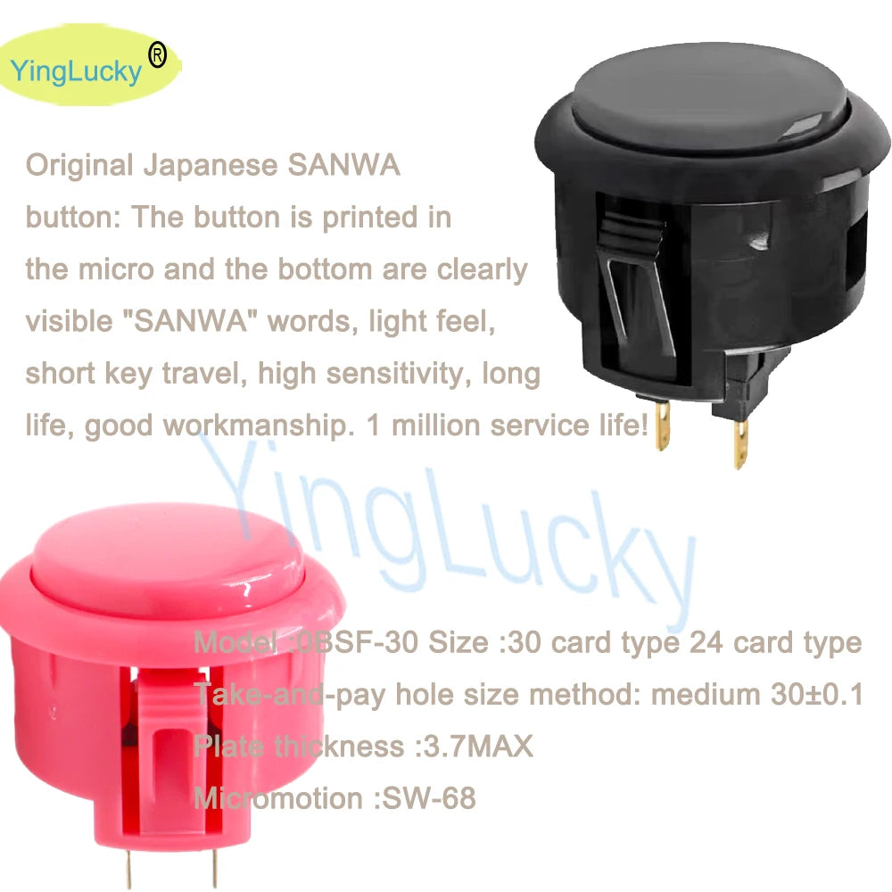 Latest Original Sanwa button obsf 24mm 30mm Pink Gray Multicade Video Game Console Hitbox Controller Tablero Arcade Pc Neo Geo