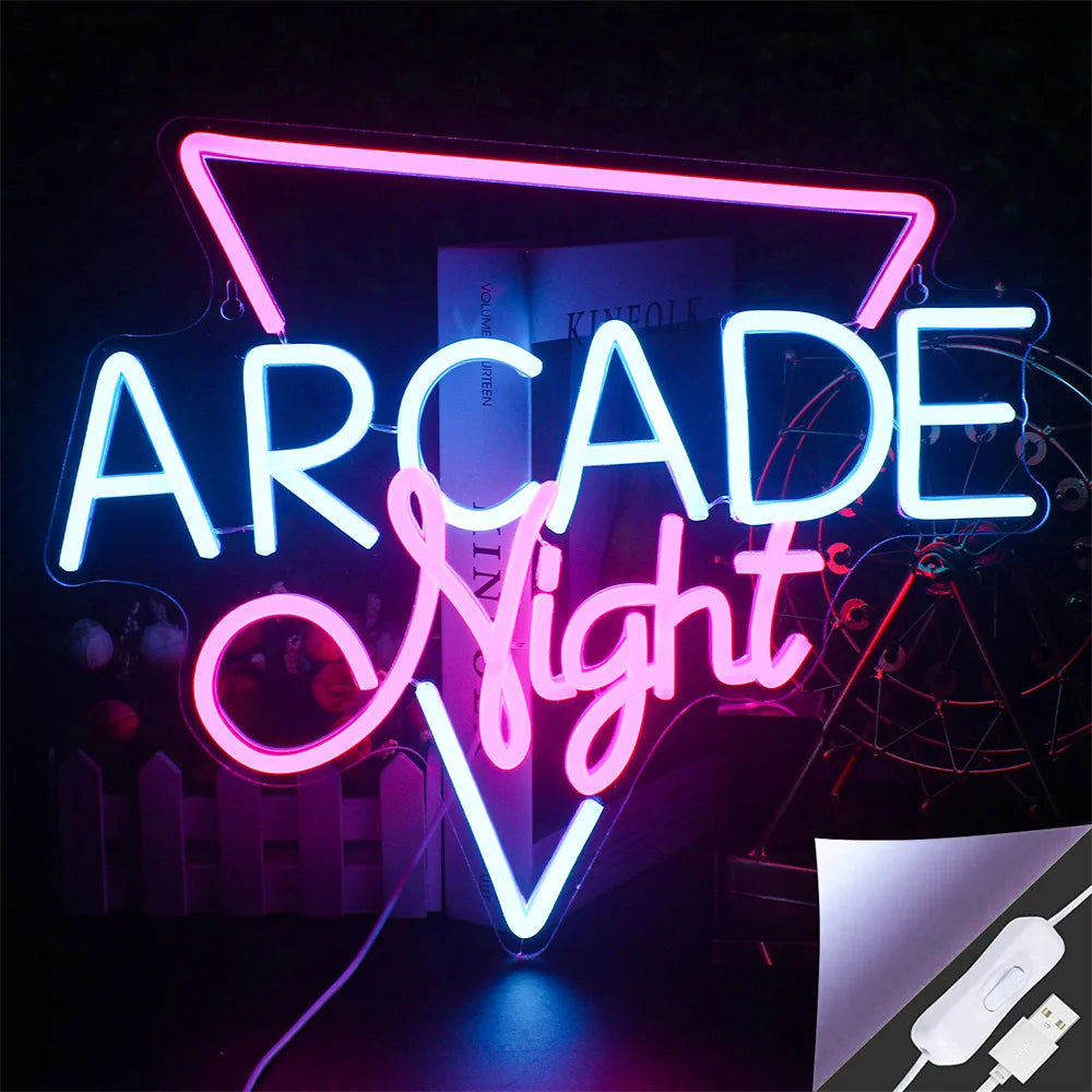 Arcade Zone Neon Led Sign Retro Game Room Decoration Home Bedroom Bar Party Gaming Club Art Wall Light Up Signs Gift For Gamer