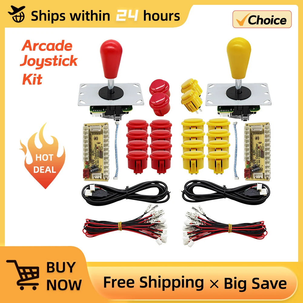 Arcade Joystick Kit 1 or 2 players copy sanwa Push button Zero Delay board For PC, PS3 and Pandora Games Portable retro controll