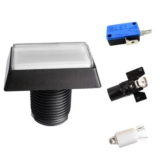 Arcade Push Buttons 5 Color Illuminated LED Light Lamp 30*50mm Rectangular Arcade Video Game Player Push Button With Microswitch