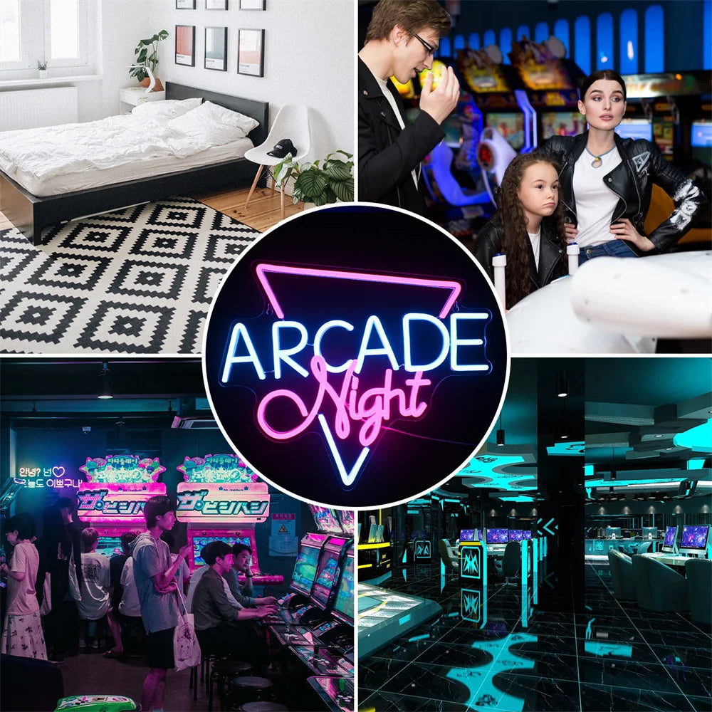 Arcade Zone Neon Led Sign Retro Game Room Decoration Home Bedroom Bar Party Gaming Club Art Wall Light Up Signs Gift For Gamer