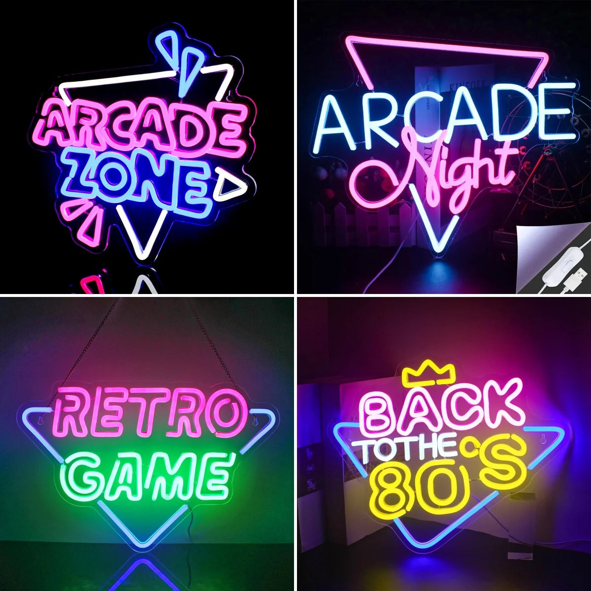 Arcade Zone Neon Led Sign Retro Game Room Decoration Home Bedroom Bar Party Gaming Club Art Wall Light Up Signs Gift For Gamer