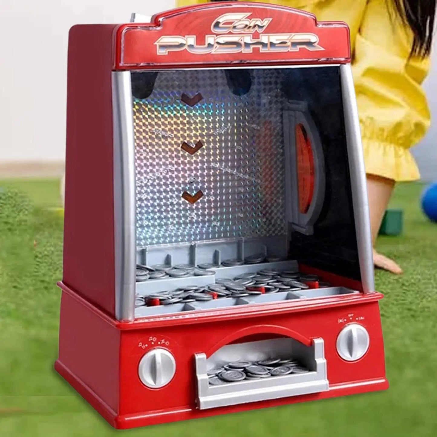 Electronic Arcade Game Machine with 150 Game Tokens with Light and Sound Exciting Play Tabletop Game Birthday Gift for Kids