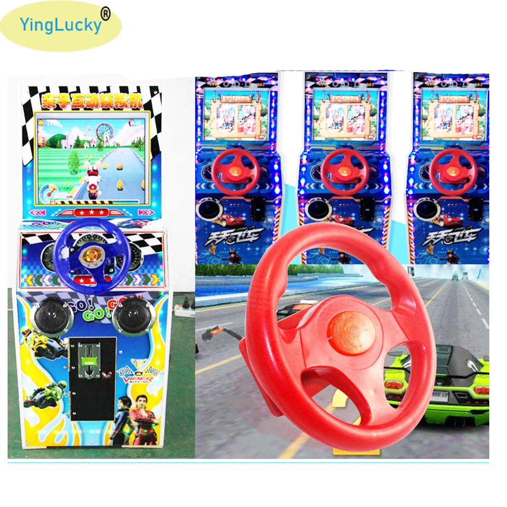 Arcade Steering Wheel for 31 in 1 Racing Car Arcade Machine for Kids Flame Flying Car Run Way TRAVELINSTYLE