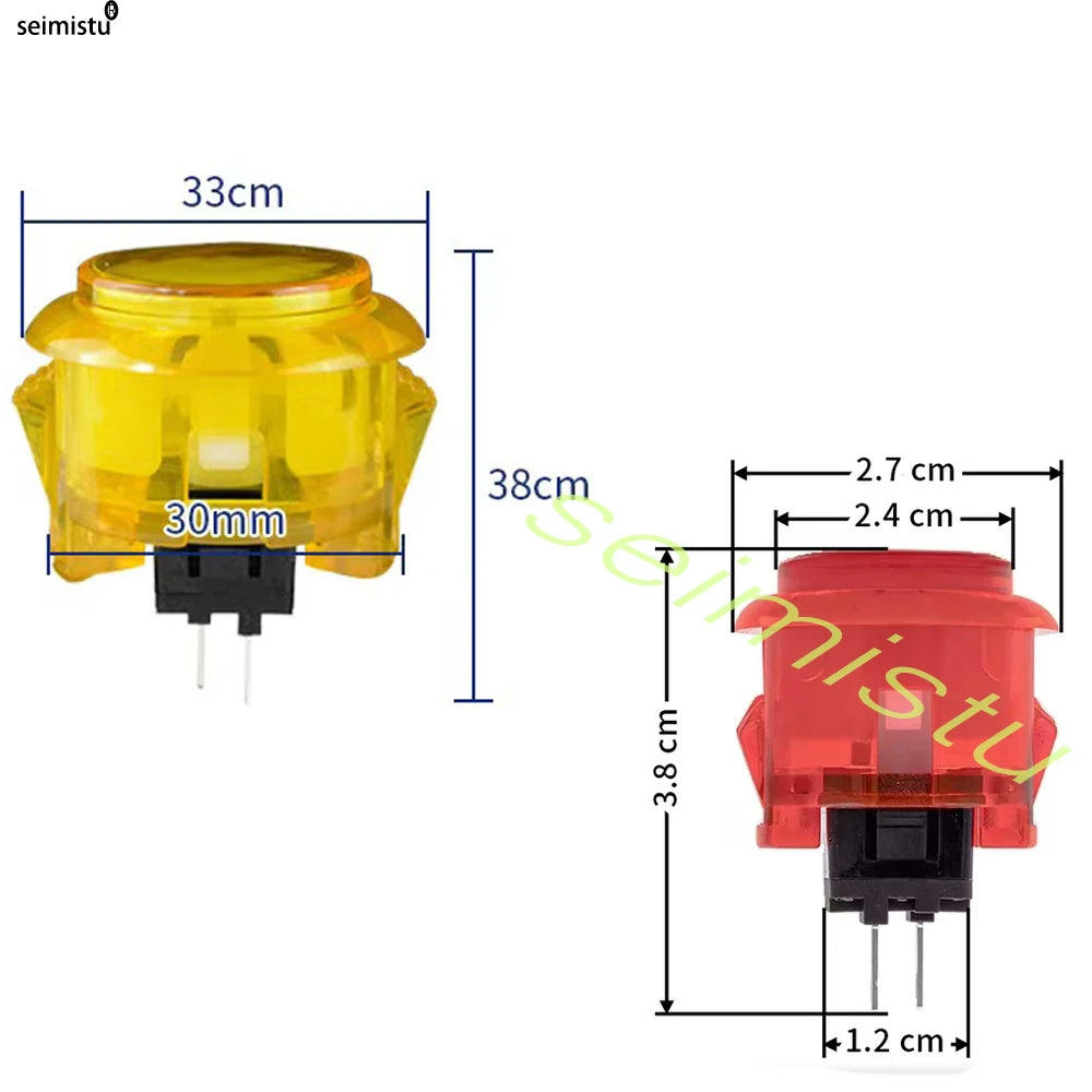 10pcs Clear Push Button 24mm 30mm Durable Multicade Video Game Console Copy Sanwa Obsc Hitbox Controller Tablero Arcade Pc Neo G