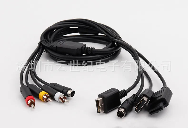 Multi in 1 AV S-Video Cable for Game Console Sega Saturn SS DC PS1 PS2 SNES SFC N64 NGC