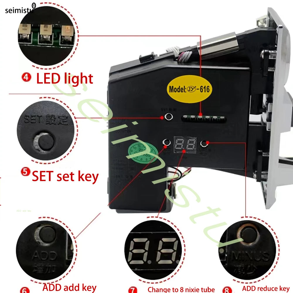 Multi-value coin acceptor Electronic Vending Machine Multi Coin Acceptor Selection Mechanism Arcade Game Ticket Roll Down 616