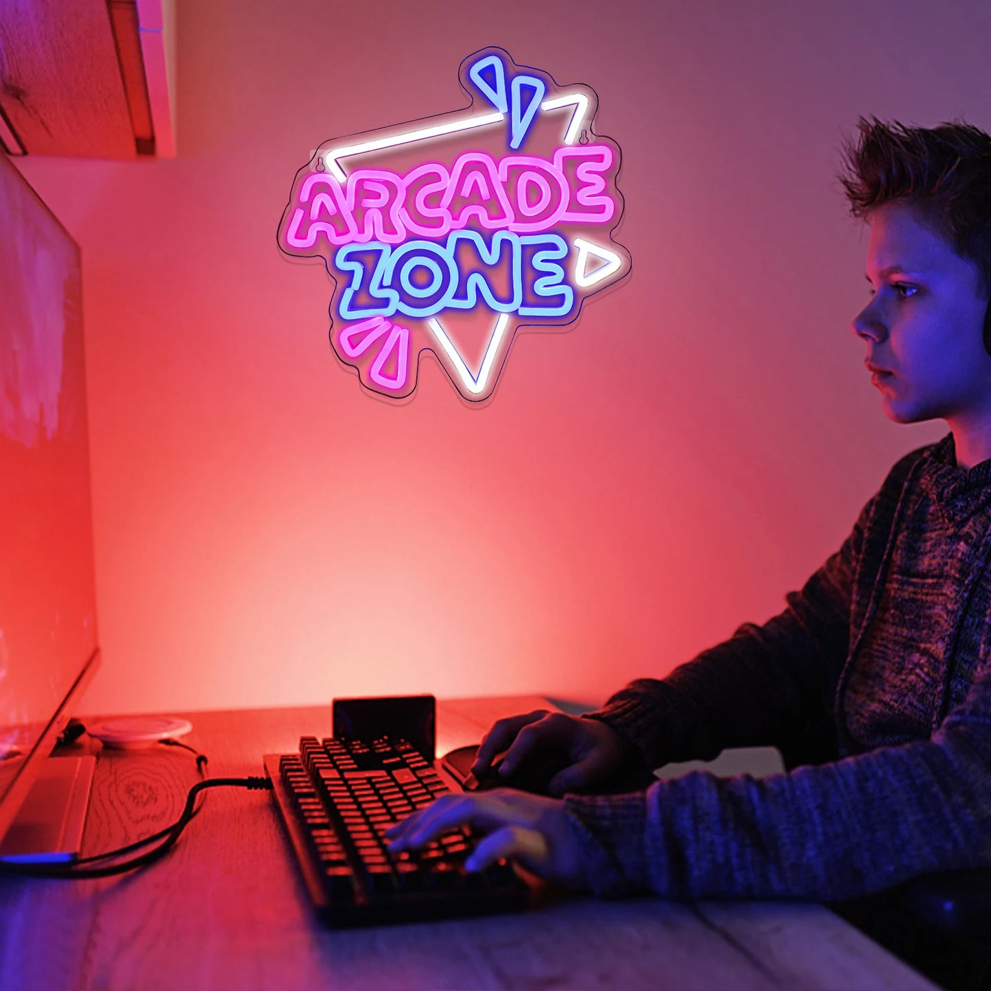 Arcade Zone Neon Led Sign Retro Game Room Decoration Home Bedroom Bar Party Gaming Club Art Wall Light Up Signs Gift For Gamer