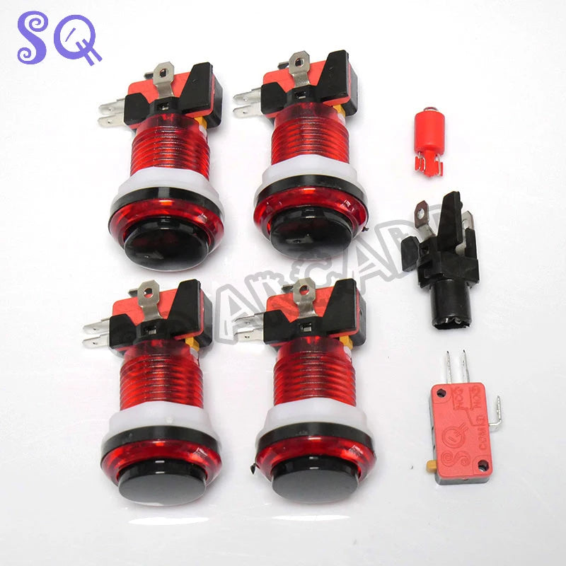 Arcade Button 5 Colors LED Light 33mm Microswitch Snap Round Reset Momentary Black Cover For Pandora Game Parts