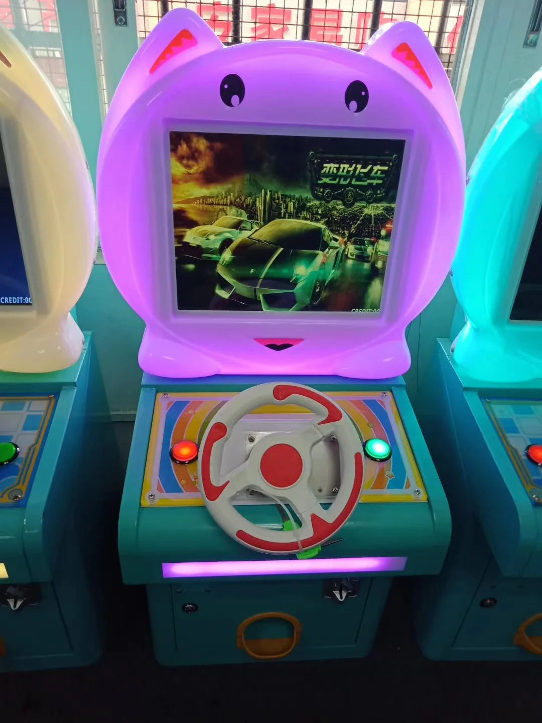 Arcade Steering Wheel for 31 in 1 Racing Car Arcade Machine for Kids Flame Flying Car Run Way TRAVELINSTYLE