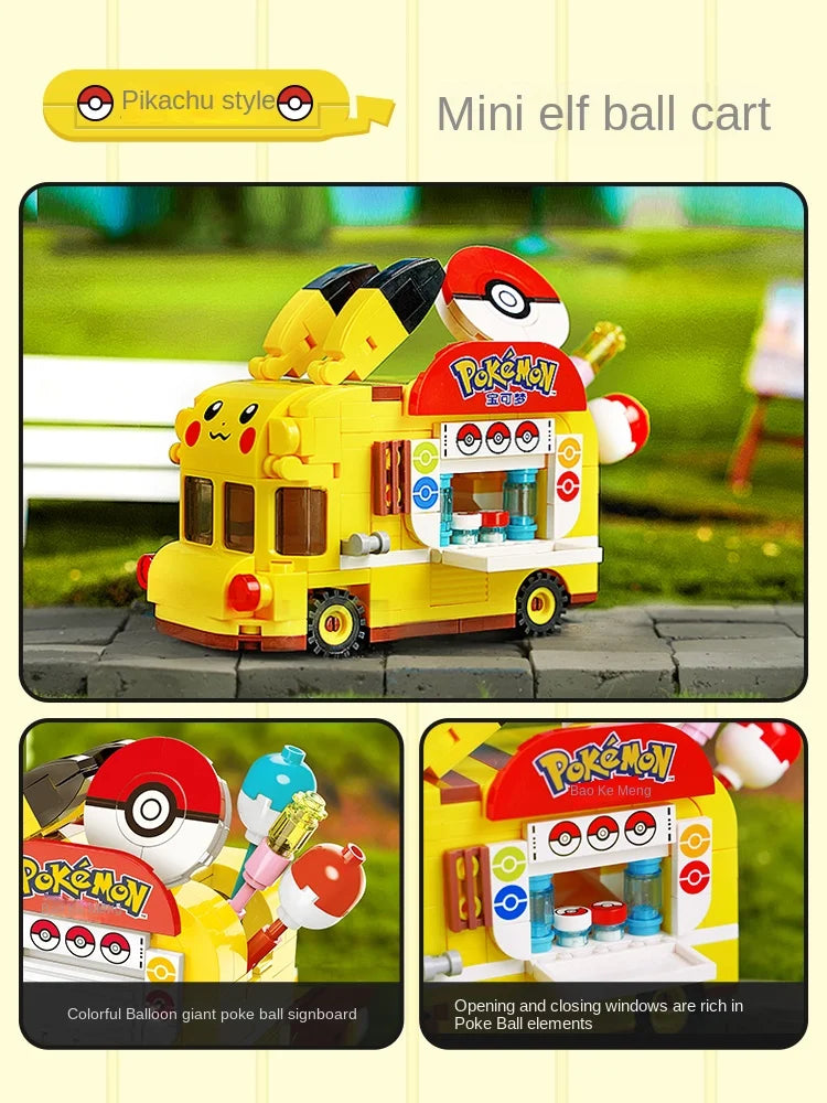 Pokemon Car Classic Anime Center House Pikachu Mewtwo Charizard Venusaur Building Blocks Bricks Sets Model DIY Toy For Gift
