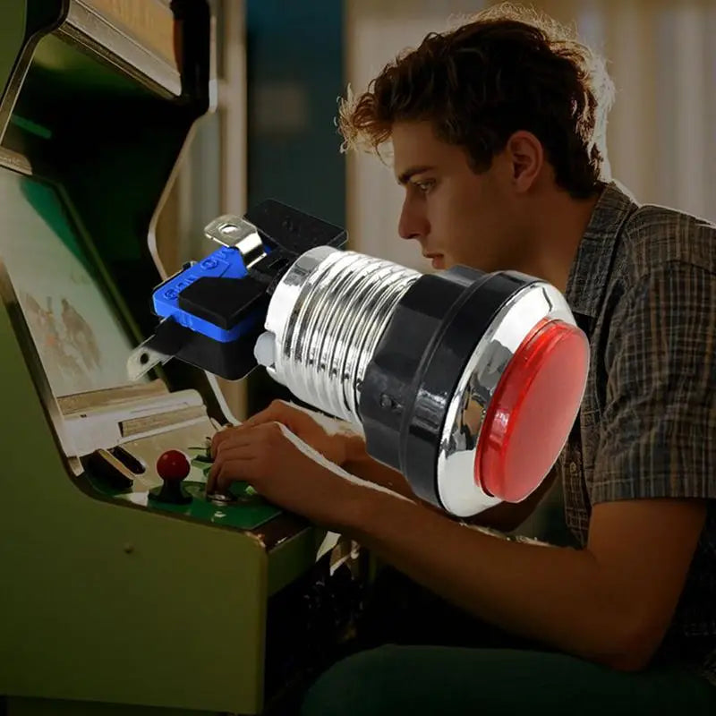 Arcade LED Illuminated Push Button Arcade Machine Small Push Button With Light Fall-Resistant Game Supplies For Adults Boys And