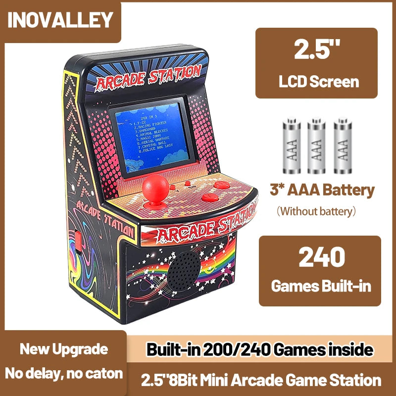 2.5"8Bit Mini Arcade Game Station Built-in 200/240 Games inside 2.5" LCD Screen Handheld game console