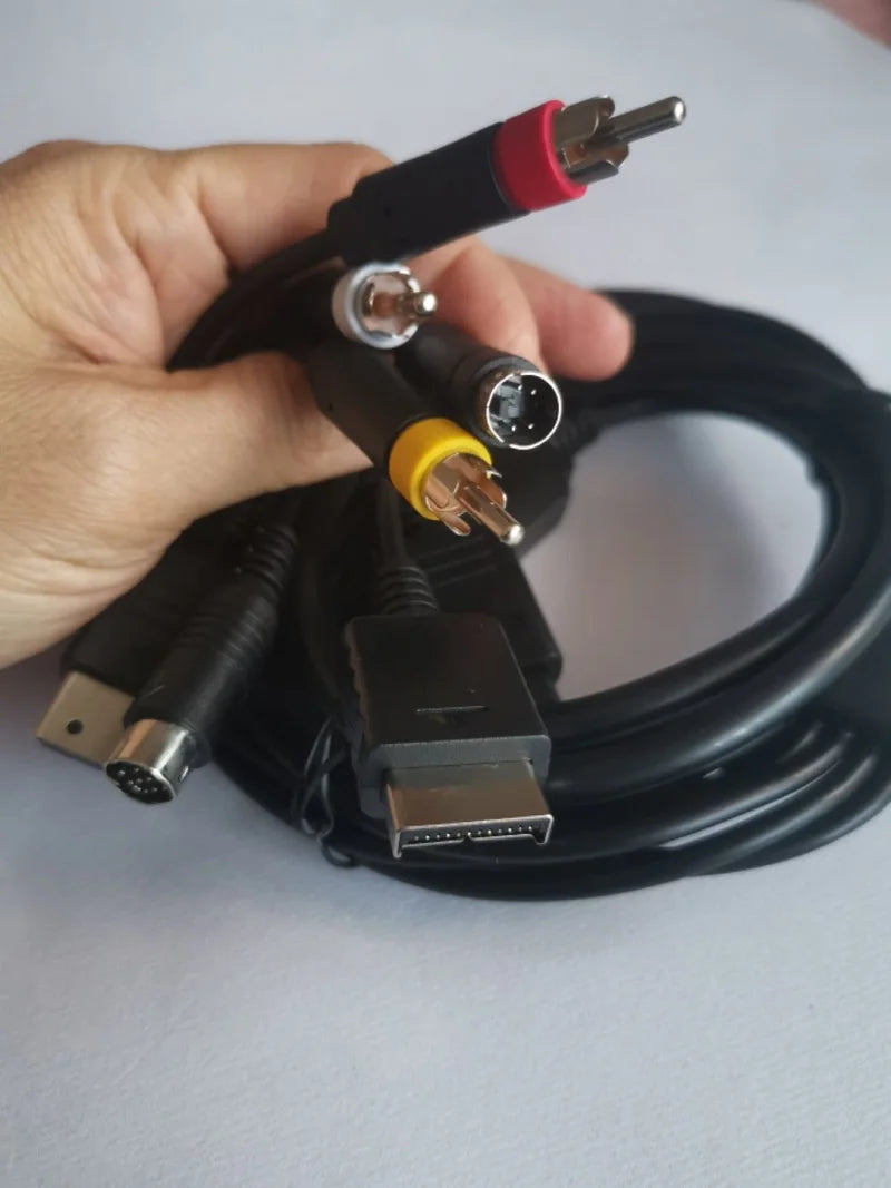 Multi in 1 AV S-Video Cable for Game Console Sega Saturn SS DC PS1 PS2 SNES SFC N64 NGC