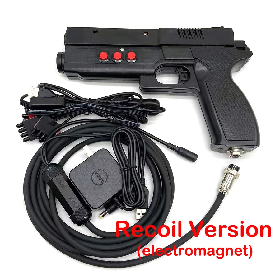 DIY Arcade Simulated Shooting Controller USB Light Gun with 4 LED Sensor Motor/Electromagnet Vibration for PC Game Time Crisis 3