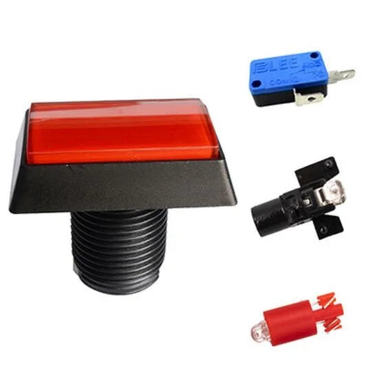 Arcade Push Buttons 5 Color Illuminated LED Light Lamp 30*50mm Rectangular Arcade Video Game Player Push Button With Microswitch