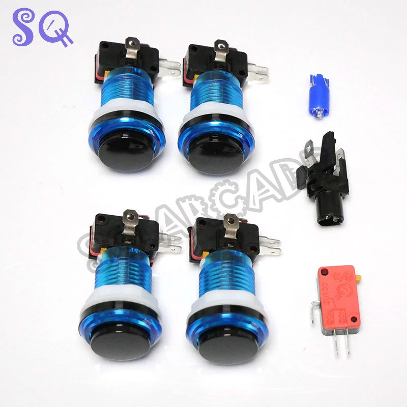 Arcade Button 5 Colors LED Light 33mm Microswitch Snap Round Reset Momentary Black Cover For Pandora Game Parts