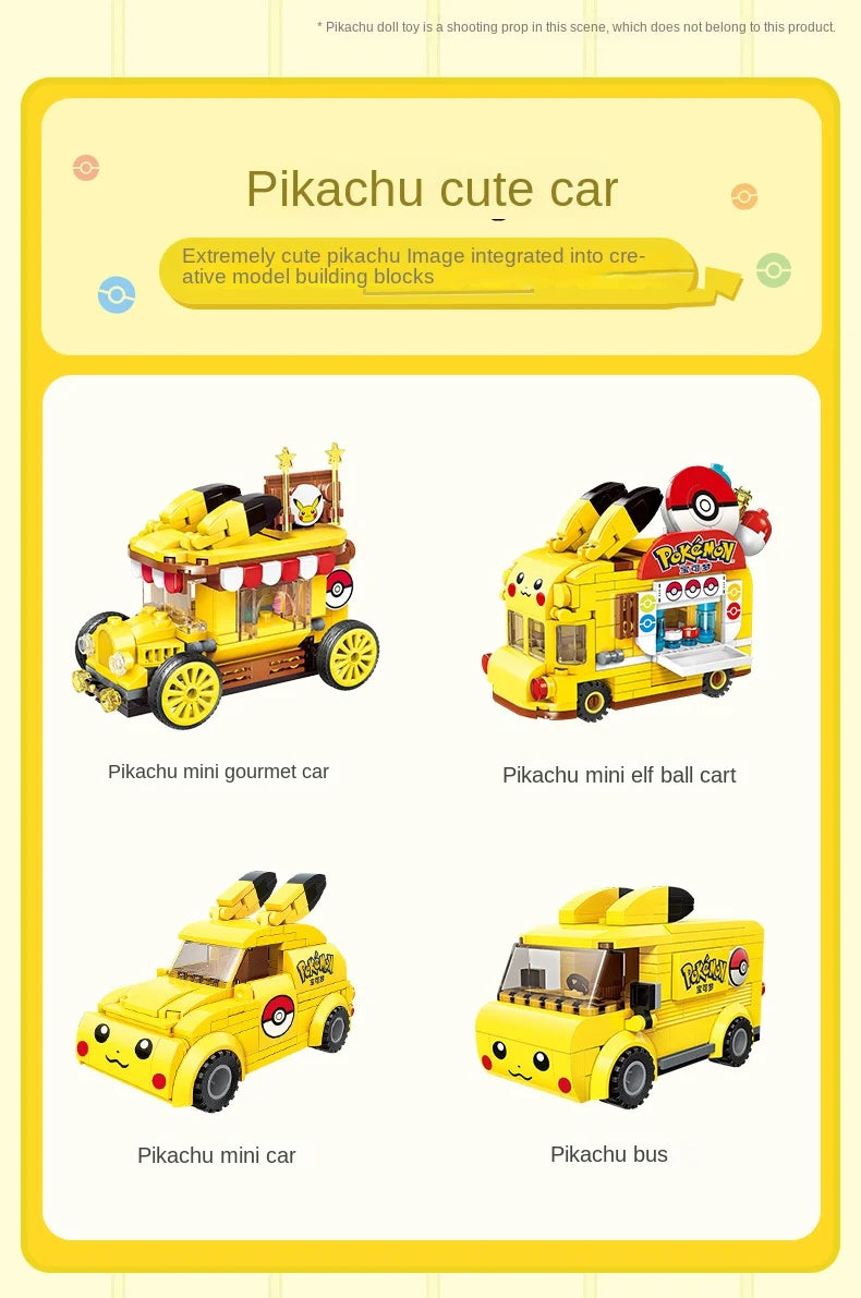 Pokemon Car Classic Anime Center House Pikachu Mewtwo Charizard Venusaur Building Blocks Bricks Sets Model DIY Toy For Gift