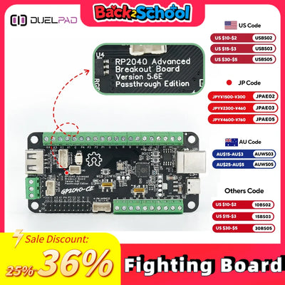 Rp2040 Advanced V5.6E USB Breakout Board Passthrough Edition Arcade Fight Stick Hitbox Buttons Style For PC/PS4/NS/PS5