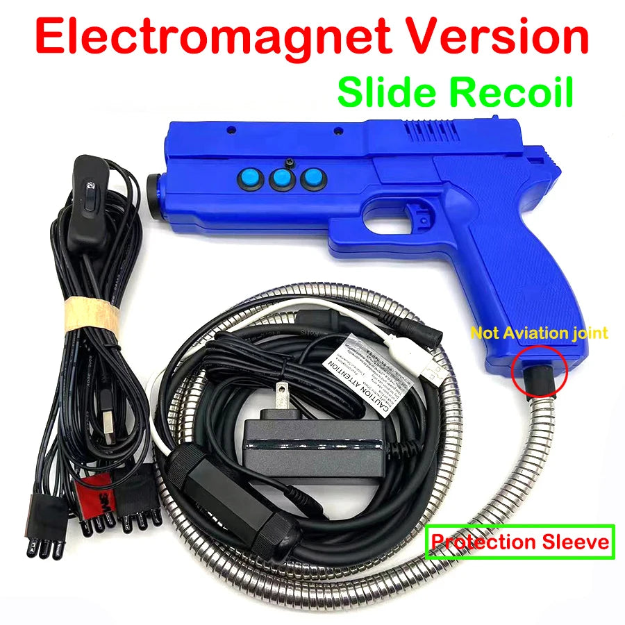 DIY Arcade Simulated Shooting Controller USB Light Gun with 4 LED Sensor Motor/Electromagnet Vibration for PC Game Time Crisis 3