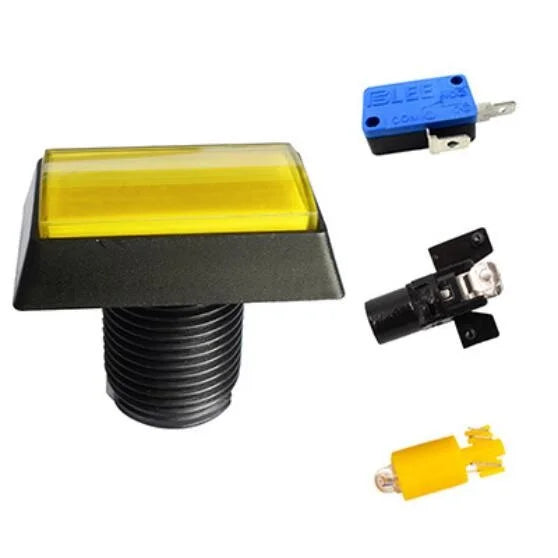Arcade Push Buttons 5 Color Illuminated LED Light Lamp 30*50mm Rectangular Arcade Video Game Player Push Button With Microswitch