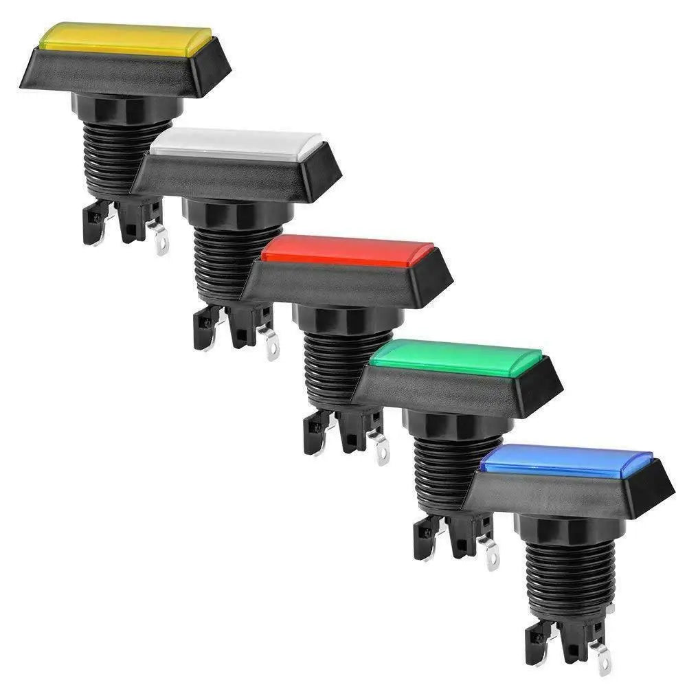 Arcade Push Buttons 5 Color Illuminated LED Light Lamp 30*50mm Rectangular Arcade Video Game Player Push Button With Microswitch