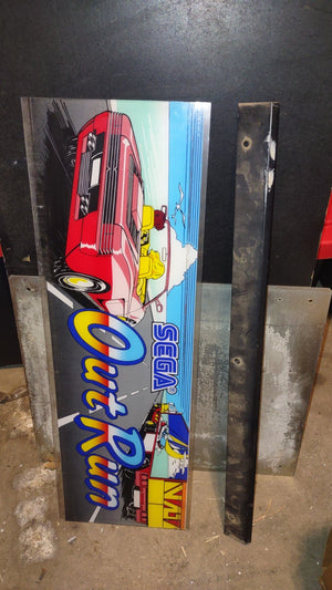 sega outrun arcade marqee plexi with top frame #352