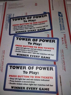 skeeball tower of power arcade redemption cabinet label parts #664