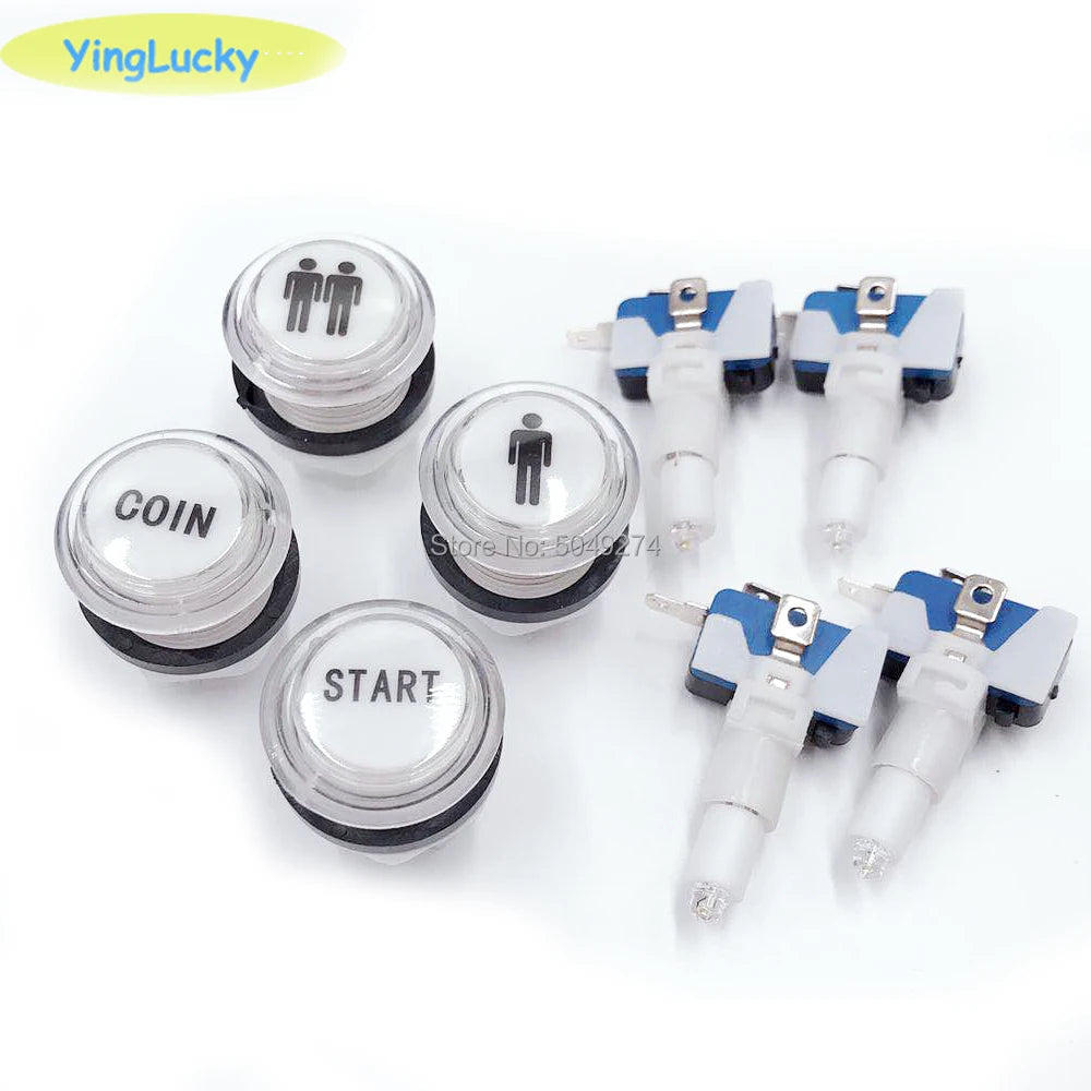 1pcs 33mm 12V LED Arcade Push Button COIN 1 Player 2 players START Illuminated Button Arcade Cabinet Accessories