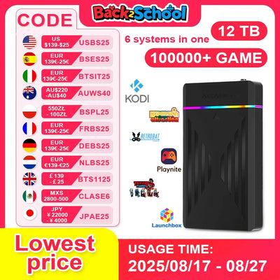 PEAPRIT 12TB Gaming HDD with Hyperspin Launchbox Retrobat Playnite 10K+ Retro Video Games Console for PS3/PS2/PS/Wii/WIIU/SWITCH