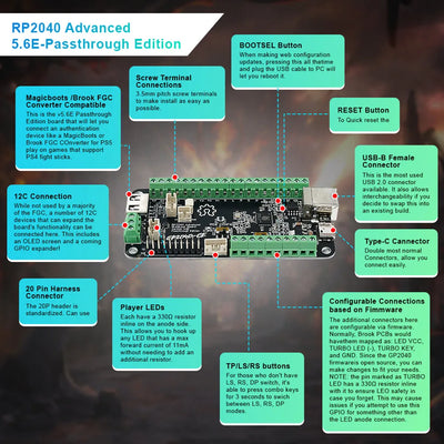 Raspberry Pi Pico Fighting Board For PC Game Console V1.1A Picoboot Keyboard Converter For PS3/PS4