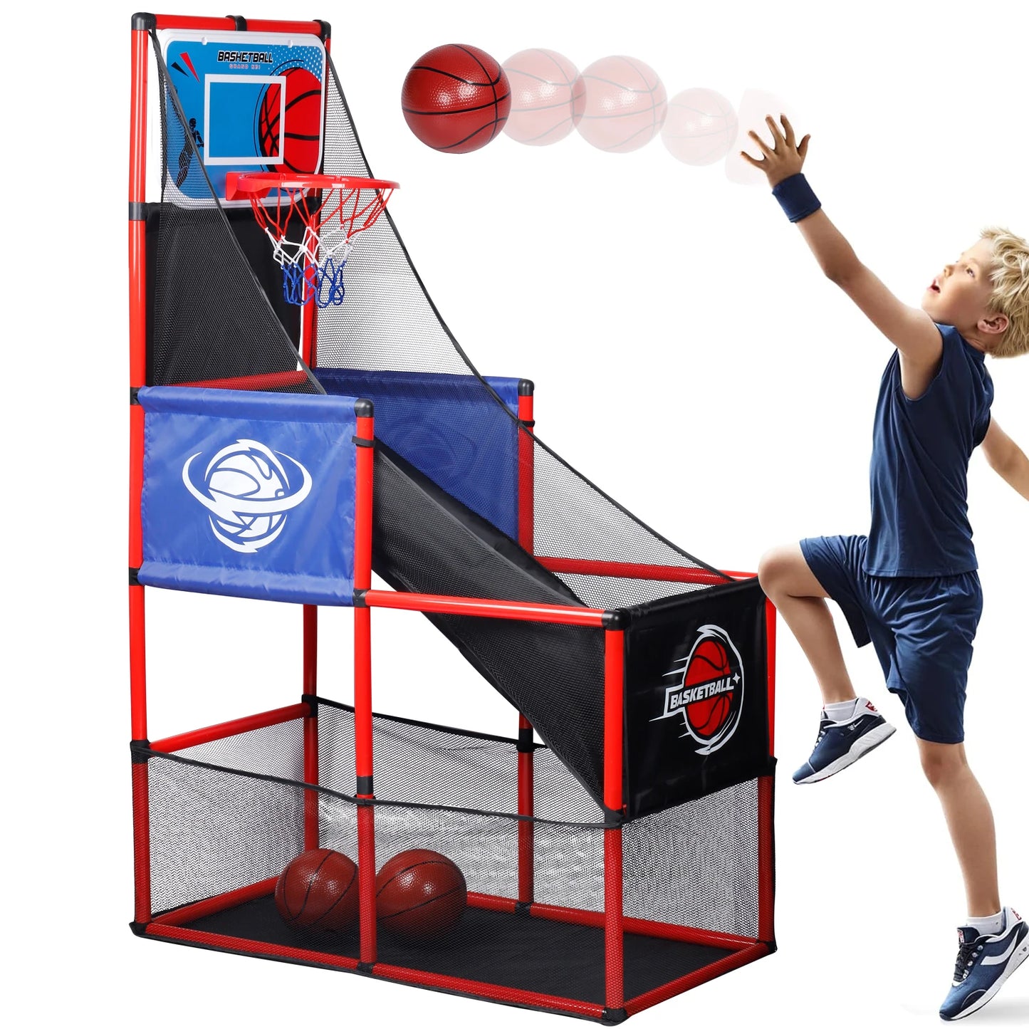 Arcade Basketball Game Set with Balls and Hoop,For Boys&Girls,Indoor Outdoor Toy,Ideal for Competition,Halloween/Christmas